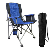 Steel Frame Folding Camping Chair With Cup Holder Side Pocket Picnic Garden Fishing