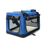 Foldable Pet Carrier Soft Dog Crate Portable Cage Car Travel Bag Kennel Outdoor  [Colour: Blue] [Size: XL]