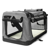 Foldable Pet Carrier Soft Dog Crate Portable Cage Car Travel Bag Kennel Outdoor  [Colour: Grey] [Size: L]