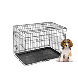 PawHub 42" Dog Cage Pet Crate Puppy Cat Foldable Metal Kennel Portable House 3 Doors 