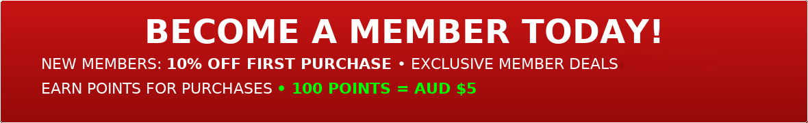 Become a member: 10% off first purchase, exclusive deals & coupons, earn points — 100 points = $5