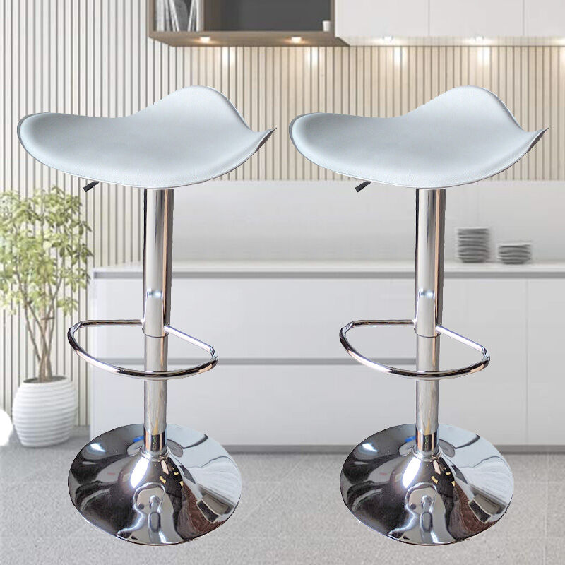 Ergoliving 2 X Pu Leather Bar Stools Kitchen Chairs Gas Lift Black White - Picture 31 of 96