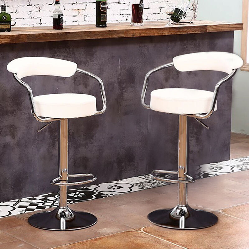 Ergoliving 2 X Pu Leather Bar Stools Kitchen Chairs Gas Lift Black White - Picture 61 of 96