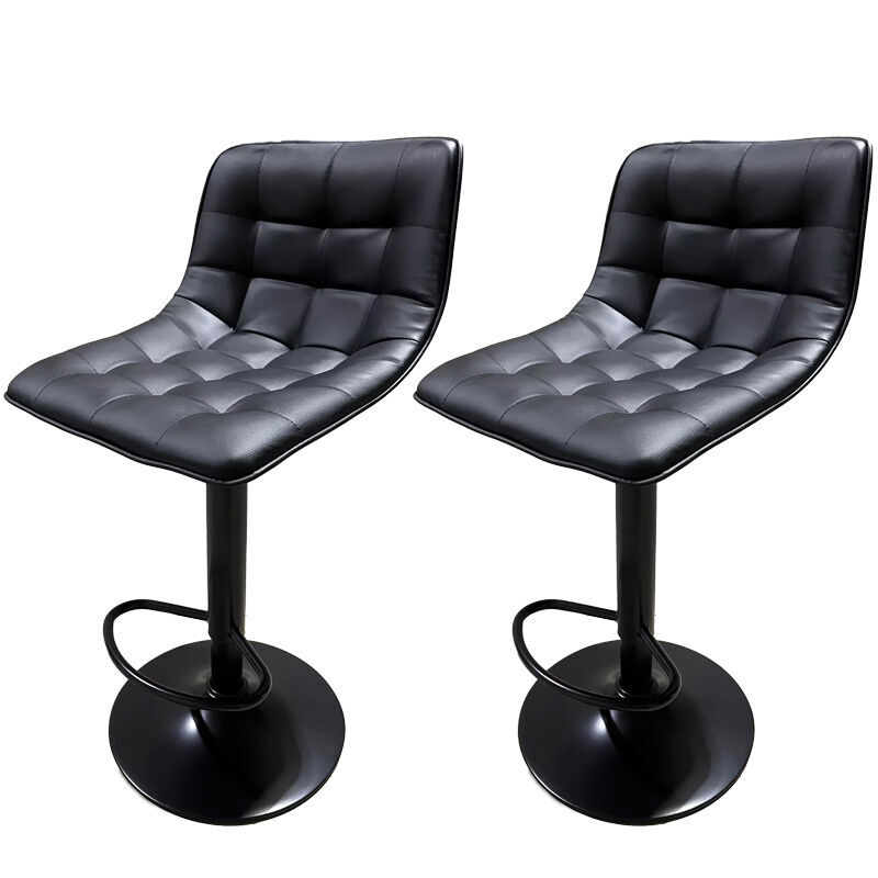 2 X Ergoliving Bar Stools Black Leather Stool Swivel Gas Lift Kitchen Chair - Picture 26 of 51