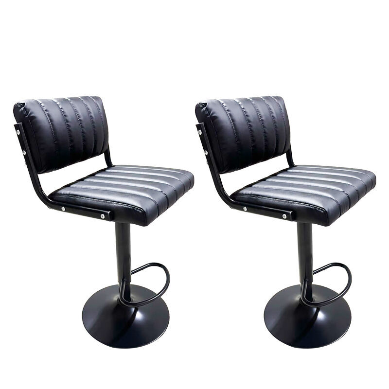 2 X Ergoliving Bar Stools Black Leather Stool Swivel Gas Lift Kitchen Chair - Picture 35 of 51