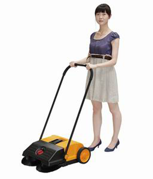 Walk Behind Manual Floor Sweeper Heavy Duty 25L Wet Dry 2200Sqm/H