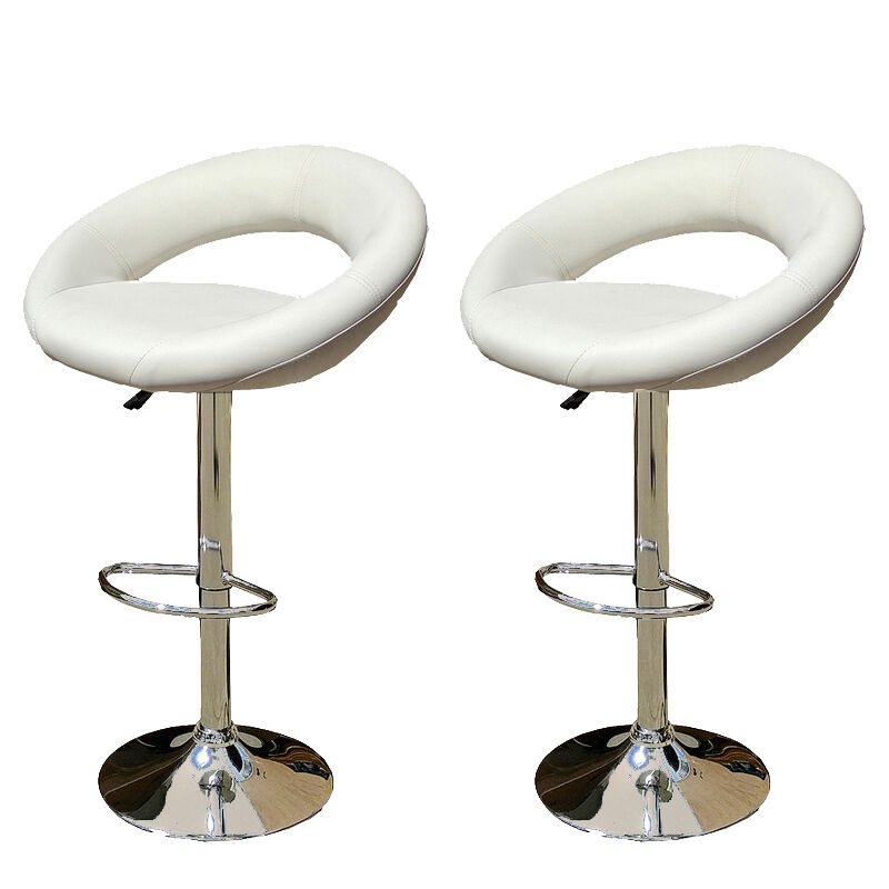 Ergoliving 2 X Pu Leather Bar Stools Kitchen Chairs Gas Lift Black White - Picture 15 of 96