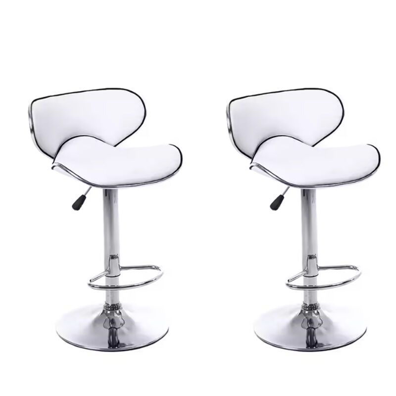 Ergoliving 2 X Pu Leather Bar Stools Kitchen Chairs Gas Lift Black White - Picture 45 of 96