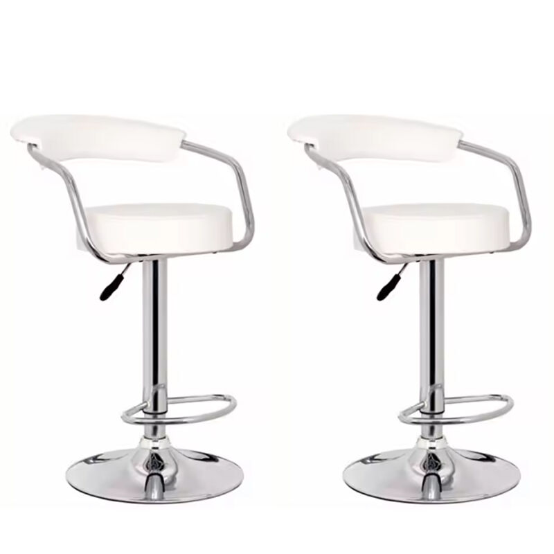 Ergoliving 2 X Pu Leather Bar Stools Kitchen Chairs Gas Lift Black White - Picture 60 of 96