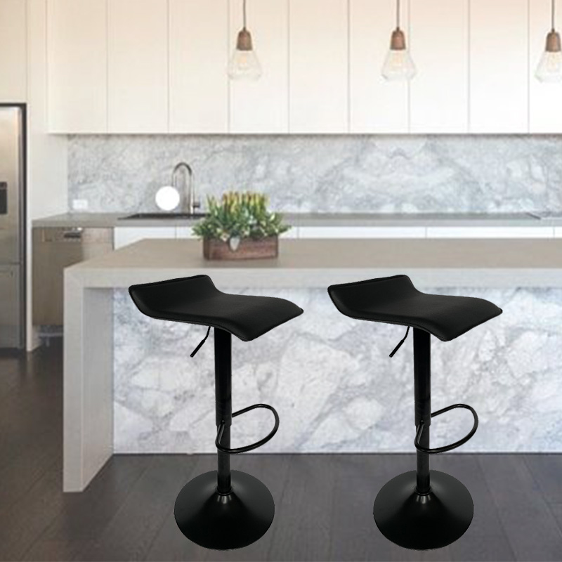 2 X Ergoliving Bar Stools Black Leather Stool Swivel Gas Lift Kitchen Chair - Picture 44 of 51