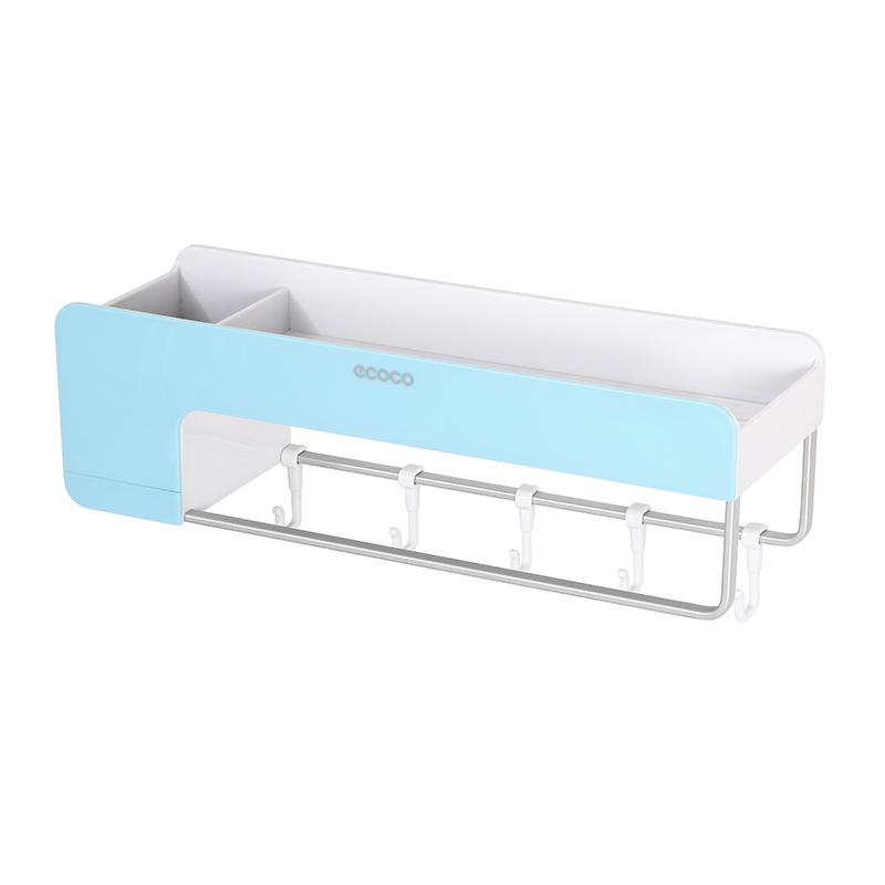 Bathroom Kitchen Storage Organizer Shelf Rack With 5 Towel Hooks - Picture 9 of 24