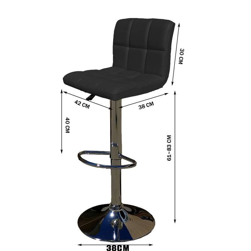 Ergoliving 2 X Pu Leather Bar Stools Kitchen Chairs Gas Lift Black White - Picture 10 of 96
