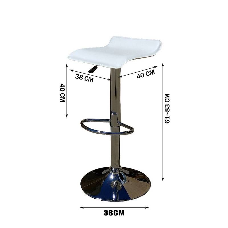 Ergoliving 2 X Pu Leather Bar Stools Kitchen Chairs Gas Lift Black White - Picture 91 of 96