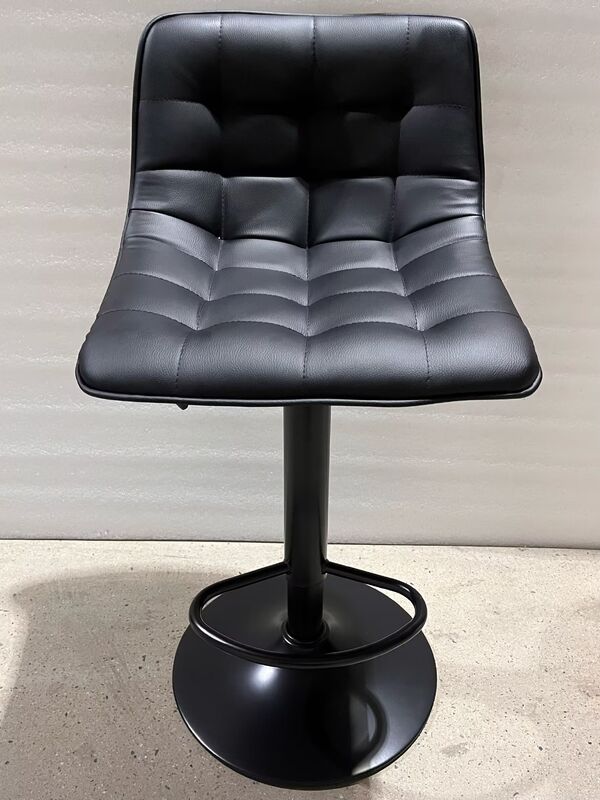 2 X Ergoliving Bar Stools Black Leather Stool Swivel Gas Lift Kitchen Chair - Picture 22 of 51