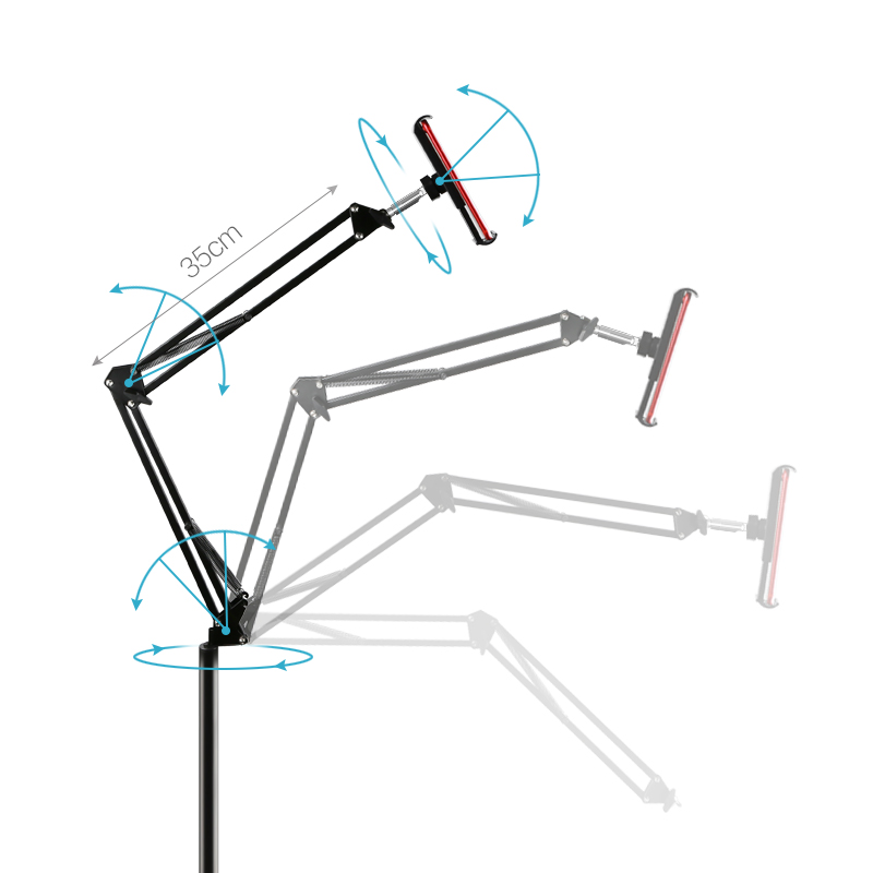 Hands Free Floor Stand Adjustable Bed Clip Holder For Tablet iPad iPhone Switch - Picture 21 of 24
