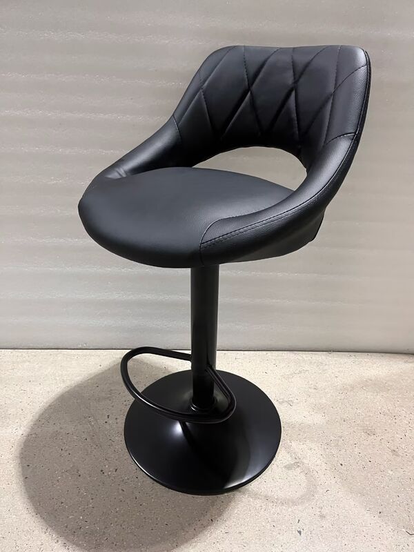 2 X Ergoliving Bar Stools Black Leather Stool Swivel Gas Lift Kitchen Chair - Picture 14 of 51