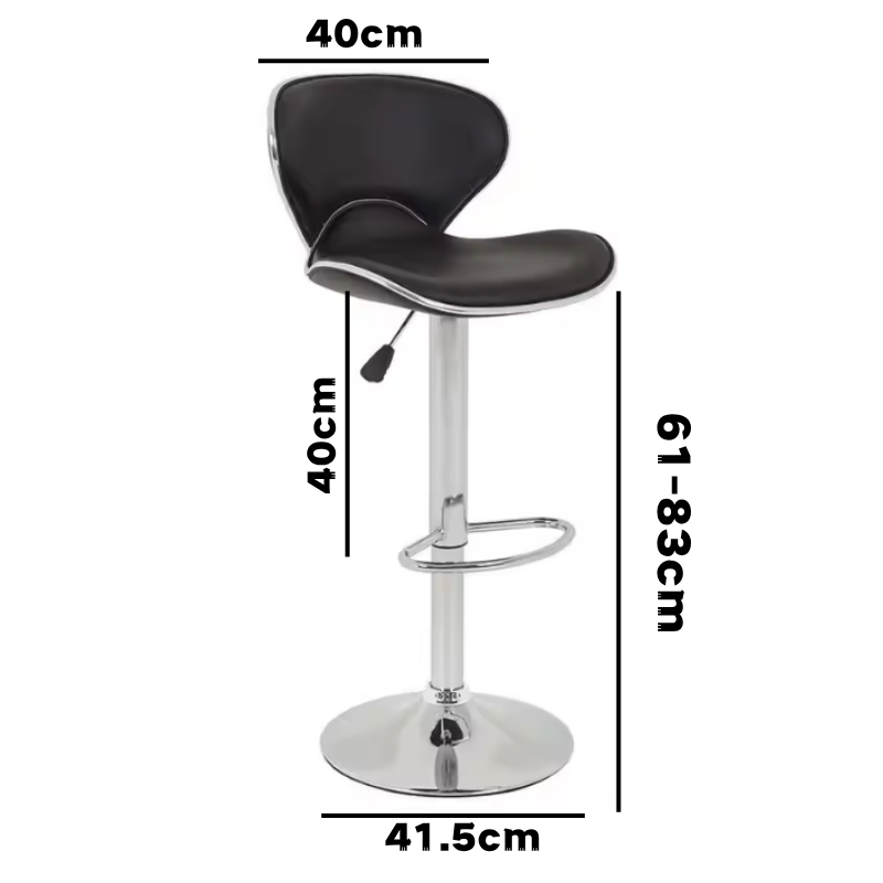Ergoliving 2 X Pu Leather Bar Stools Kitchen Chairs Gas Lift Black White - Picture 13 of 96