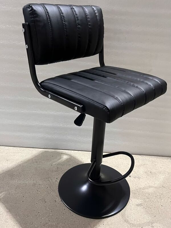 2 X Ergoliving Bar Stools Black Leather Stool Swivel Gas Lift Kitchen Chair - Picture 15 of 51
