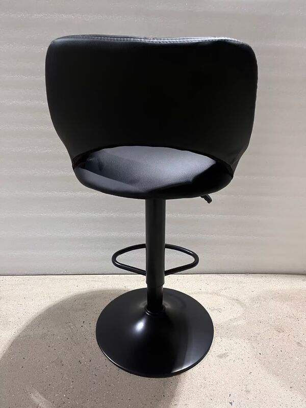 2 X Ergoliving Bar Stools Black Leather Stool Swivel Gas Lift Kitchen Chair - Picture 16 of 51