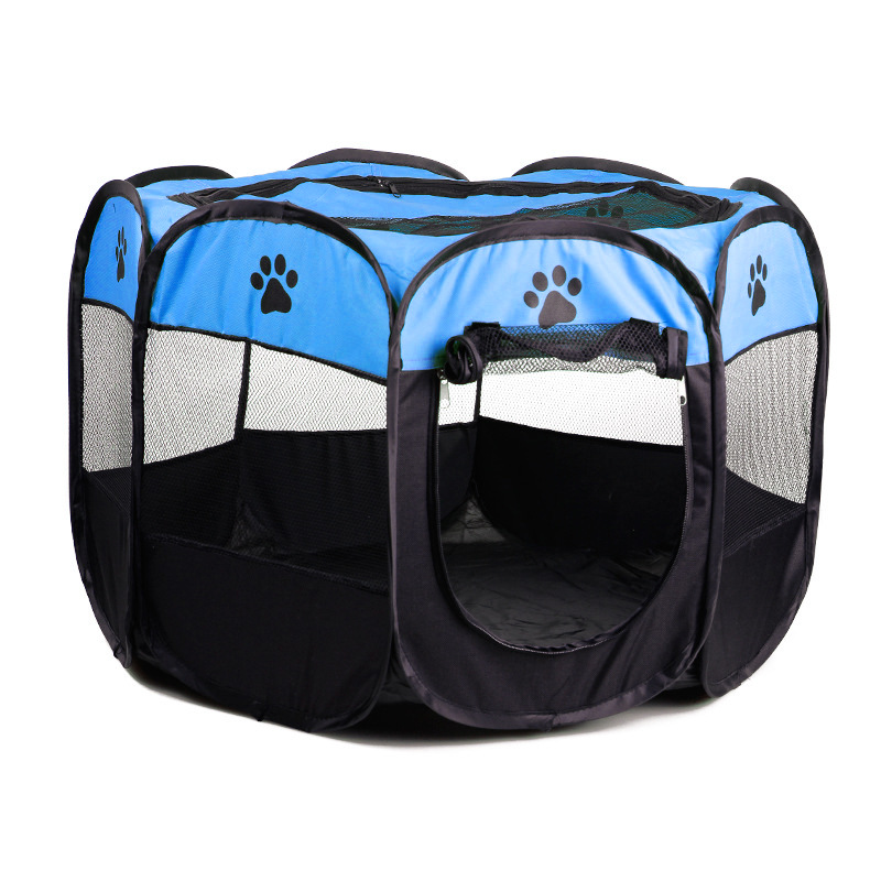 8 Panel Pet Dog Cat Play Pen Bags Kennel Portable Tent Playpen Puppy Large Blue