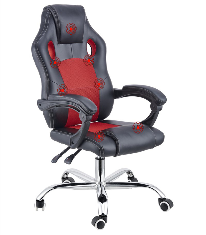 7 Point Massage Racing Office Chair Executive Heated Computer Leather Game Red