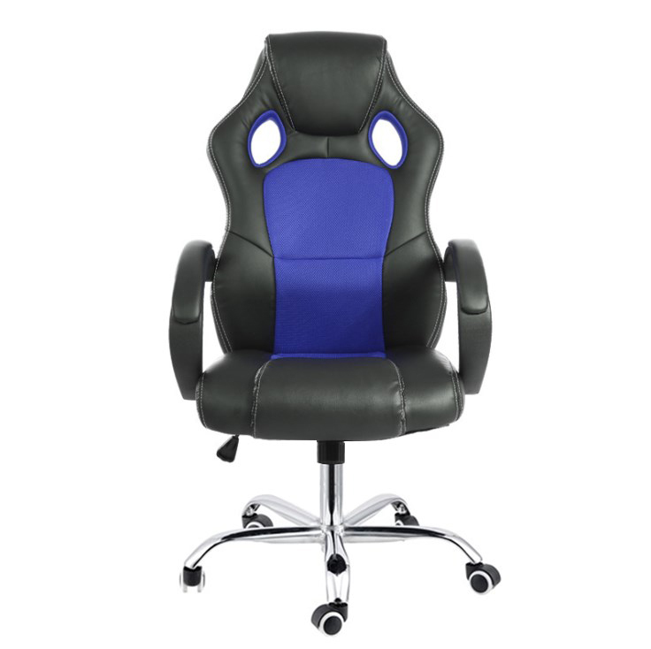 Racing Office Chair Seat Executive Computer Gaming Deluxe Pu Leather Black Blue