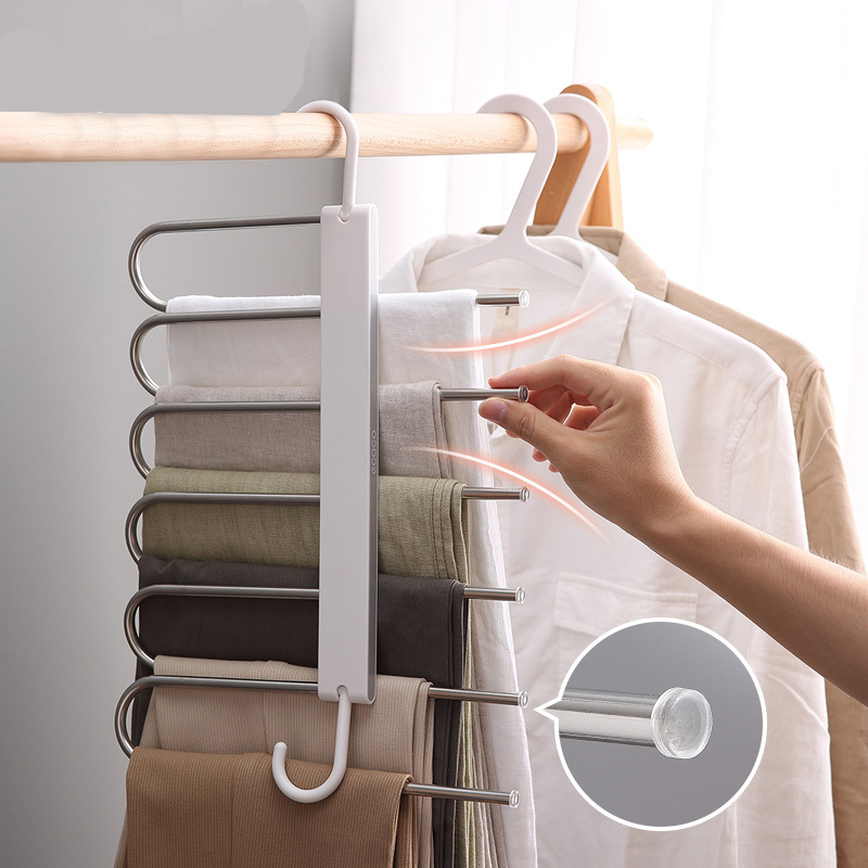 Pants Storage Rack Hanger Clothes Closet Space Wardrobe Shelf Organizer