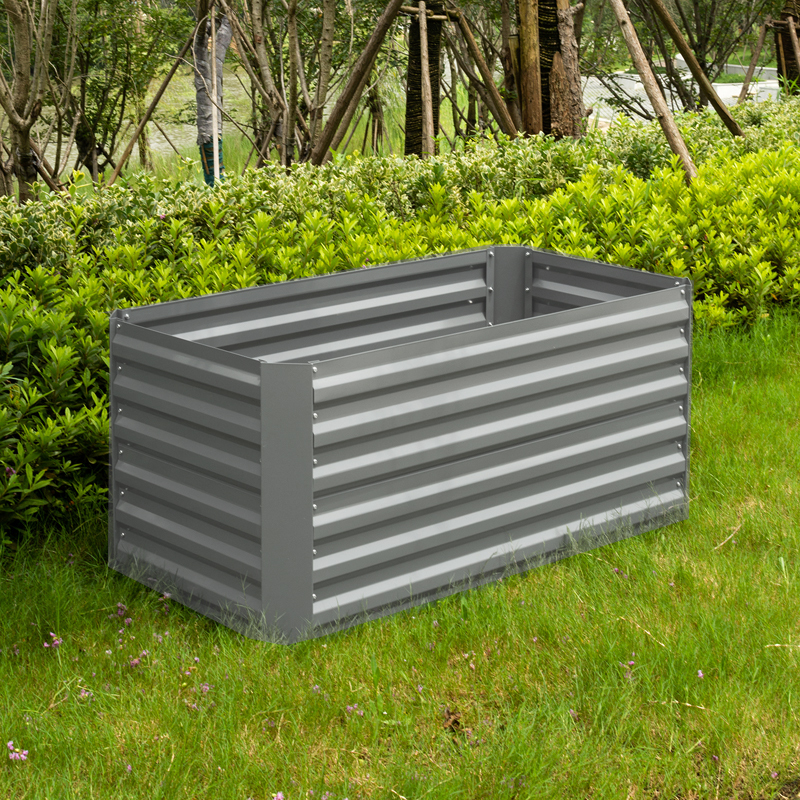 Galvanised Steel Raised Garden Beds Planter Kit 100x80x60cm Grey