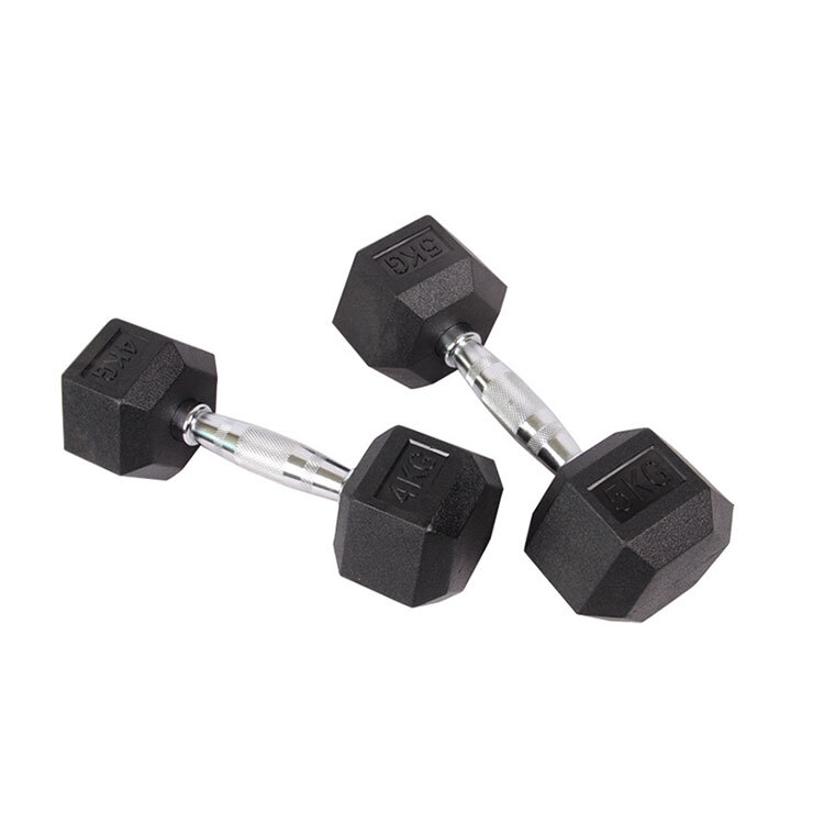 2 x 5KG Rubber Hex Dumbbells Fitness Home Gym Strength Weight Training