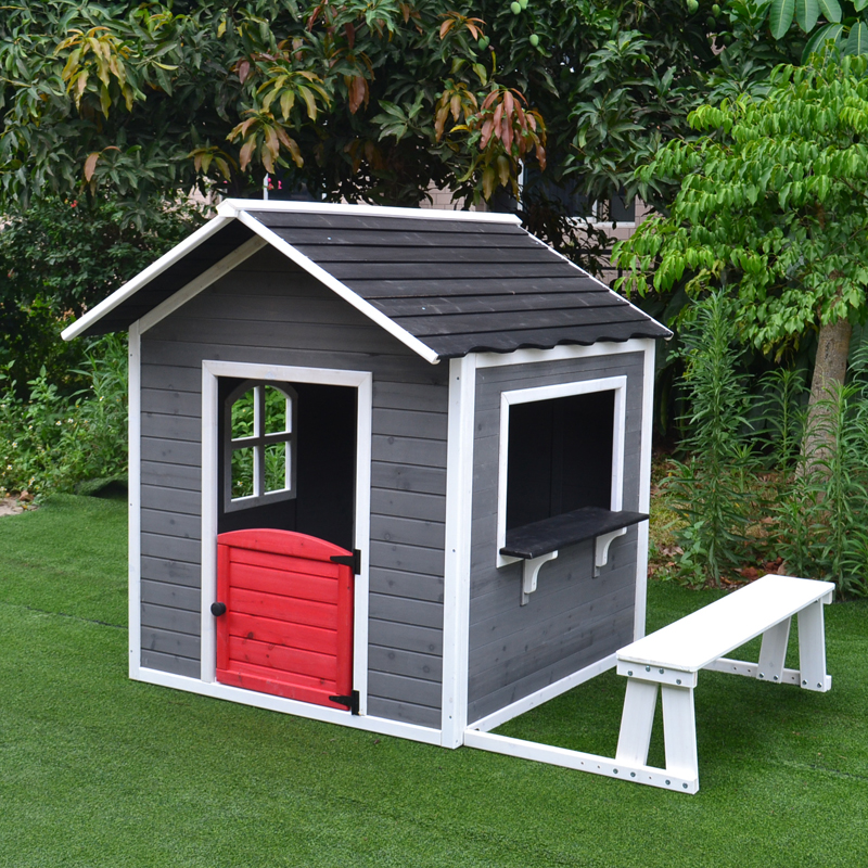 Kids Cubby House Wooden Outdoor Furniture Playhouse With Bench