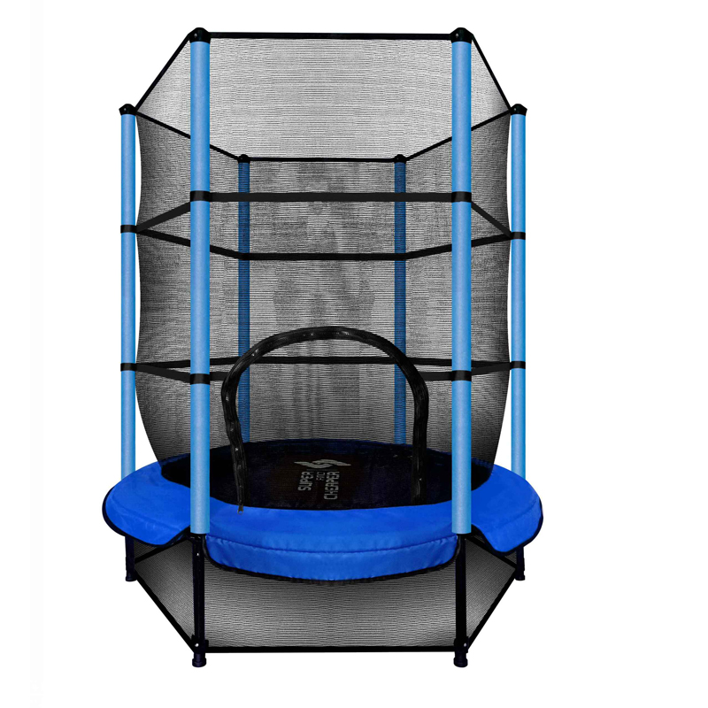 4.5ft Kids Trampoline Round Indoor Outdoor Junior Enclosure Safety Net Jumping Blue