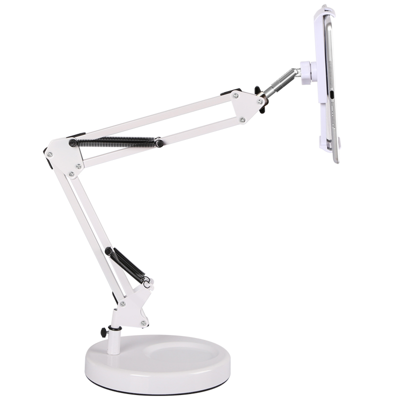 Universal Desk Table Strong Base Stand Mount Holder Phone tablet Long Flexi Arm White