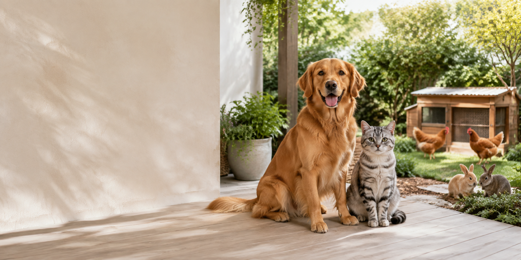 Pet supplies for dogs, cats, chickens and small animals