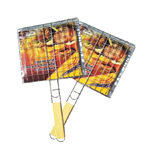 2 x Wood Handle BBQ Grill Grate Grid Wire Mesh Rack Barbecue Net Stainless Steel