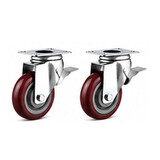 2 PCS 3" Heavy Duty Plate Swivel Brake Castor Caster Wheel