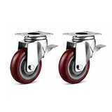 2 PCS 4" Heavy Duty Plate Swivel Brake Castor Caster Wheel
