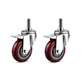 2 PCS 4" Heavy Duty Threaded Stem Brake Castor Caster Wheel