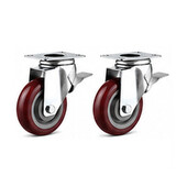 2 PCS 5" Heavy Duty Plate Swivel Brake Castor Caster Wheel