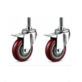 2 PCS 5" Heavy Duty Threaded Stem Brake Castor Caster Wheel