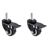 2 PCS 3" Inch M10 x 25 Threaded Stem Brake Castor Wheel Heavy Duty