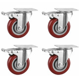 4 PCS 5" Heavy Duty Plate Swivel Brake Castor Caster Wheel