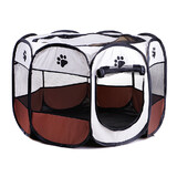 8 Panel Pet Dog Cat Play Pen Bags Kennel Portable Tent Playpen Puppy M Brown
