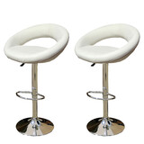 Ergoliving 2 X New Pu Pvc Leather Bar Stool Kitchen Chairs Gas Lift Rio White