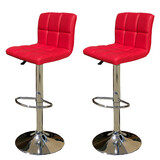 2 X New Myra Leather Bar Stools Kitchen Chair Gas Lift Swivel Bar Stool Myra Red