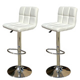 2 X New Myra Leather Bar Stools Kitchen Chair Gas Lift Swivel Bar Stool Myra White