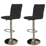2 X New Myra Leather Bar Stools Kitchen Chair Gas Lift Swivel Bar Stool Enzo Black