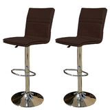 2 X New Myra Leather Bar Stools Kitchen Chair Gas Lift Swivel Bar Stool Enzo Brown