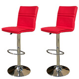 2 X New Myra Leather Bar Stools Kitchen Chair Gas Lift Swivel Bar Stool Enzo Red