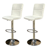 2 X New Myra Leather Bar Stools Kitchen Chair Gas Lift Swivel Bar Stool Enzo White