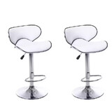 Ergoliving 2 X New Leather Bar Stools Kitchen Chair Gas Lift Swivel Bar Stool B0004 White